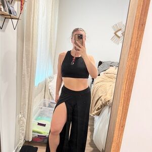 Women's Black High-Slit Palazzo Pants jump suit